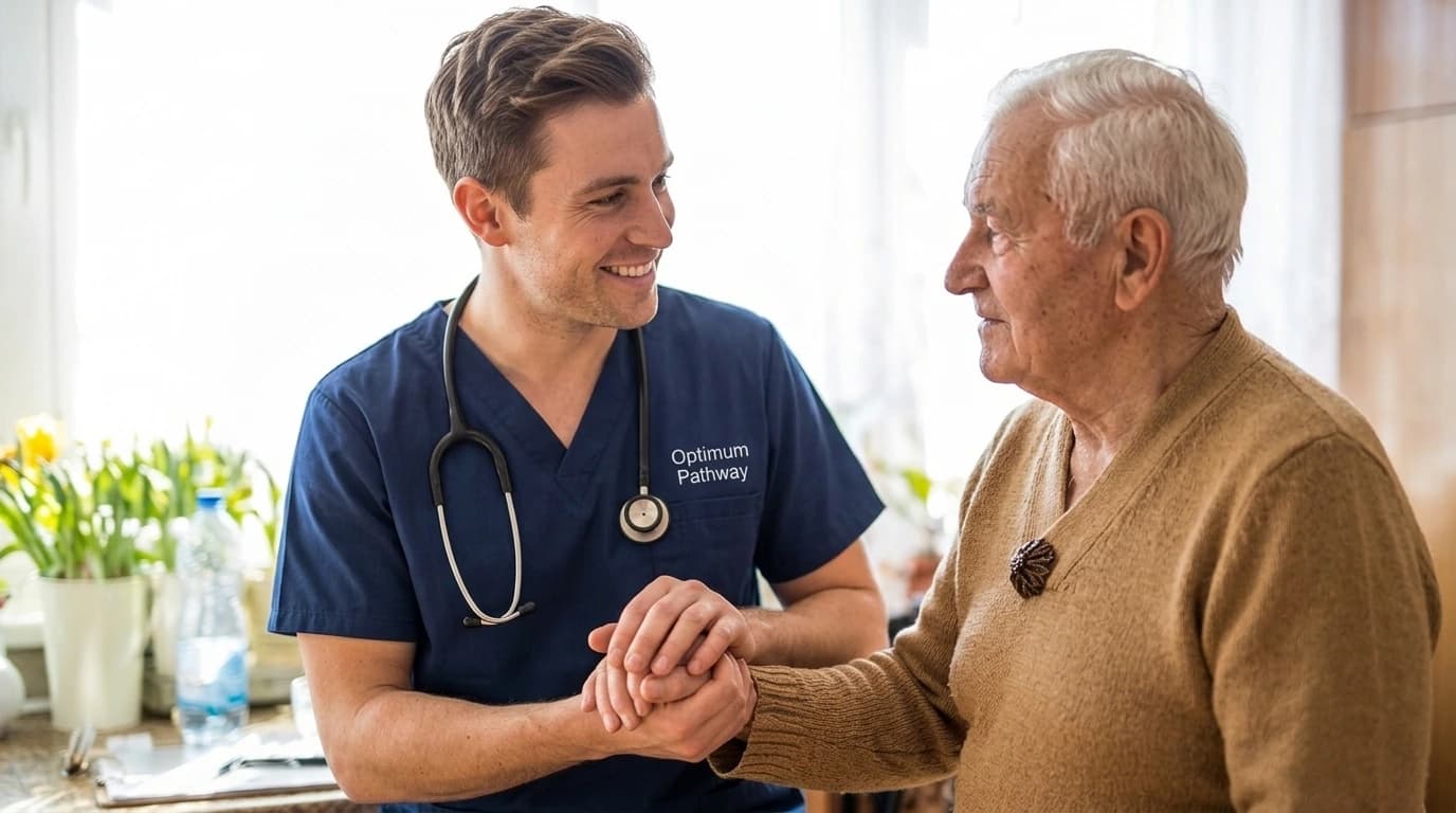 A qualified Optimum Pathway nurse providing in-home clinical care