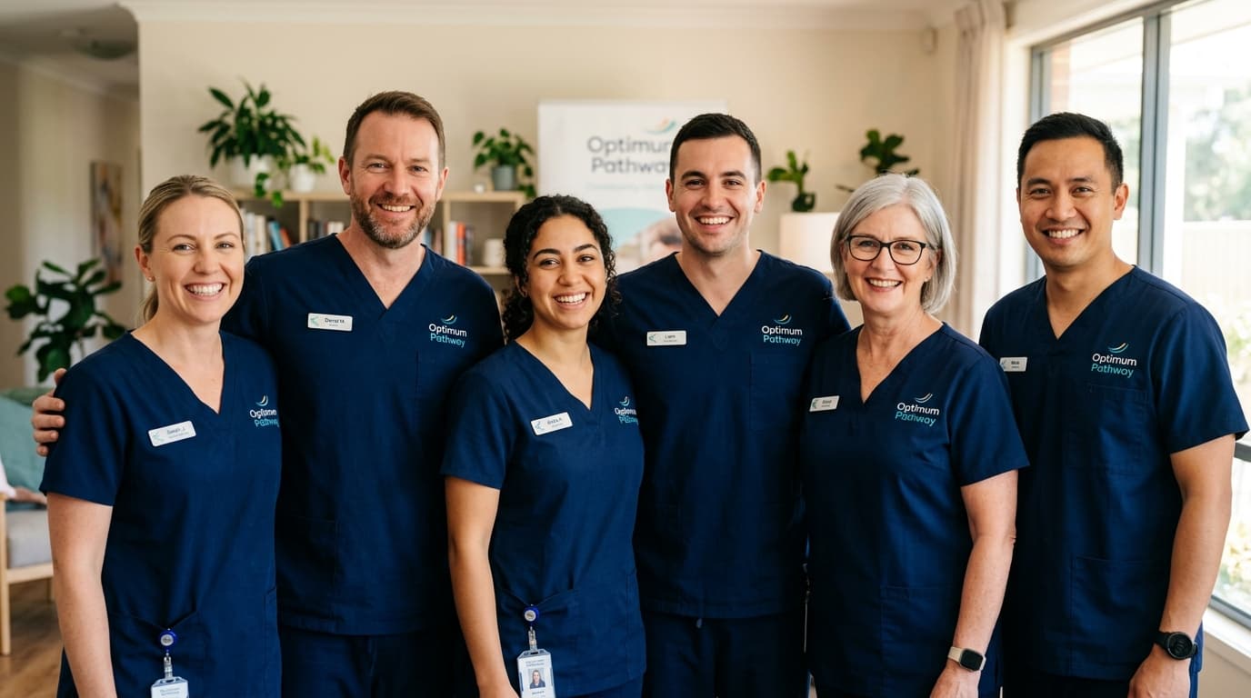 Illustration representing the Optimum Pathway care team collaborating